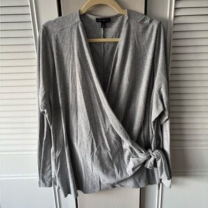 Lane Bryant Elegant Gray Tie Blouse